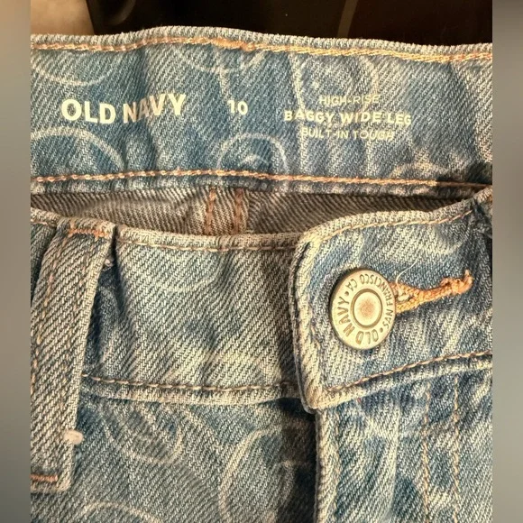 Girls wide leg blue smiley face jeans - Picture 4 of 4